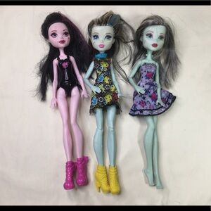 Monster High Set Of 3 Dolls - Draculaura Frankie Stein